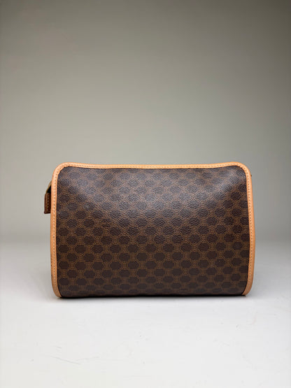 Vintage Celine Monogram Canvas Bifold Wallet Dark Brown Honey Beige