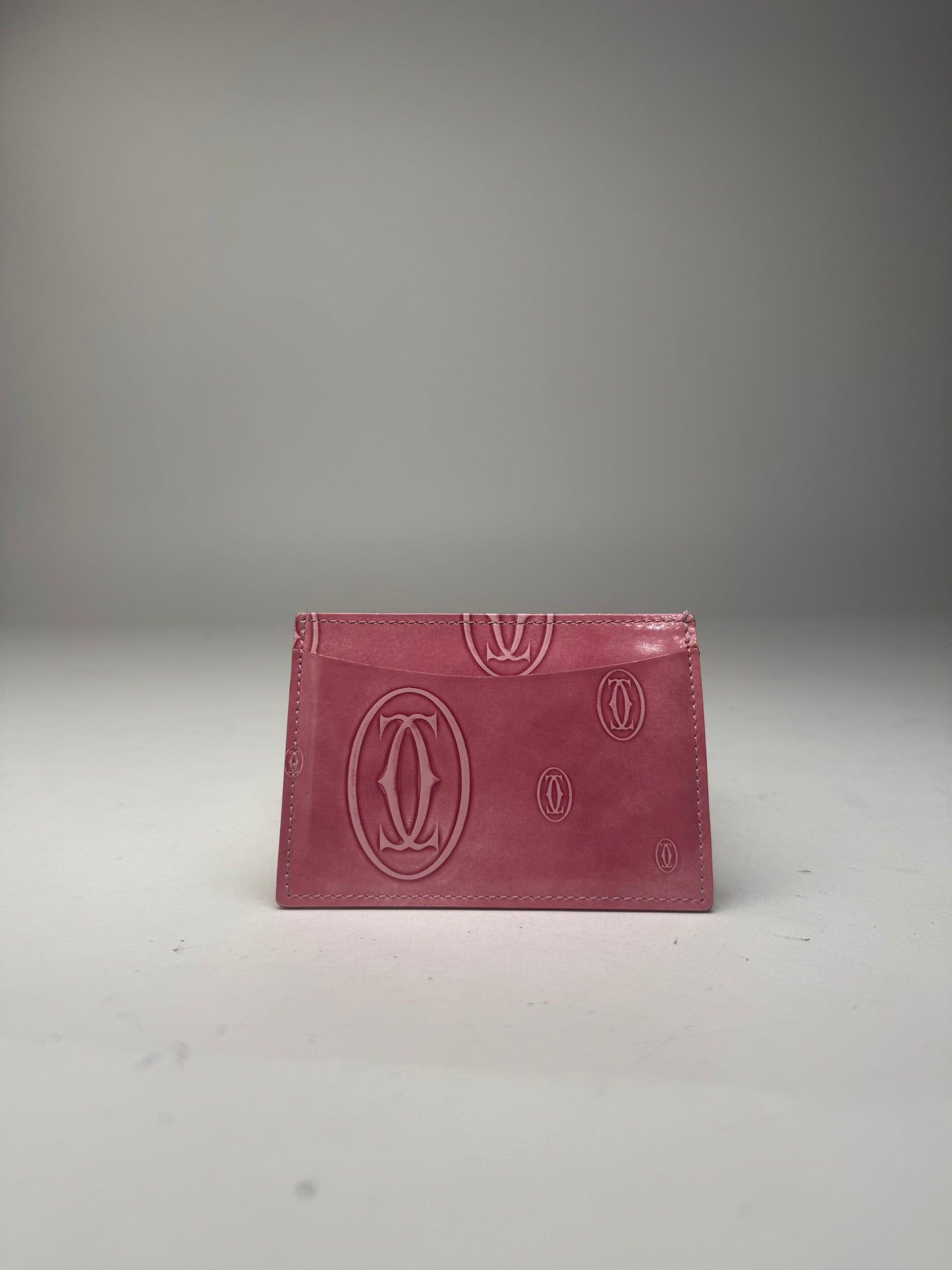 Vintage Cartier Patent Leather monogram Card Holder Pink