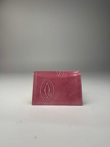 Vintage Cartier Patent Leather monogram Card Holder Pink