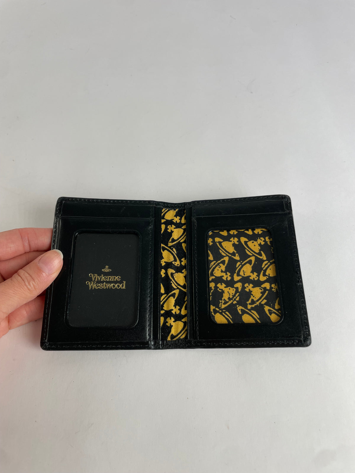 Vintage Vivienne Westwood Leather Bifold Wallet Black Gold