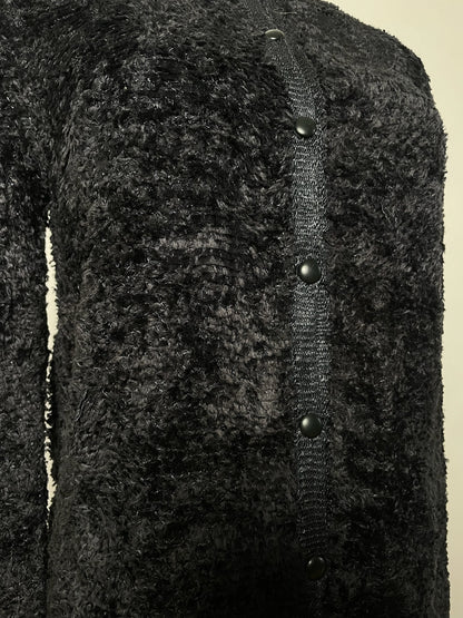 Vintage Fake Fur Zipper Jacket Black M