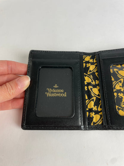 Vintage Vivienne Westwood Leather Bifold Wallet Black Gold