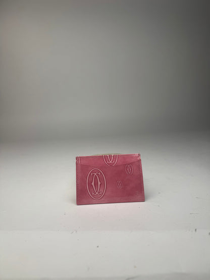 Vintage Cartier Patent Leather monogram Card Holder Pink