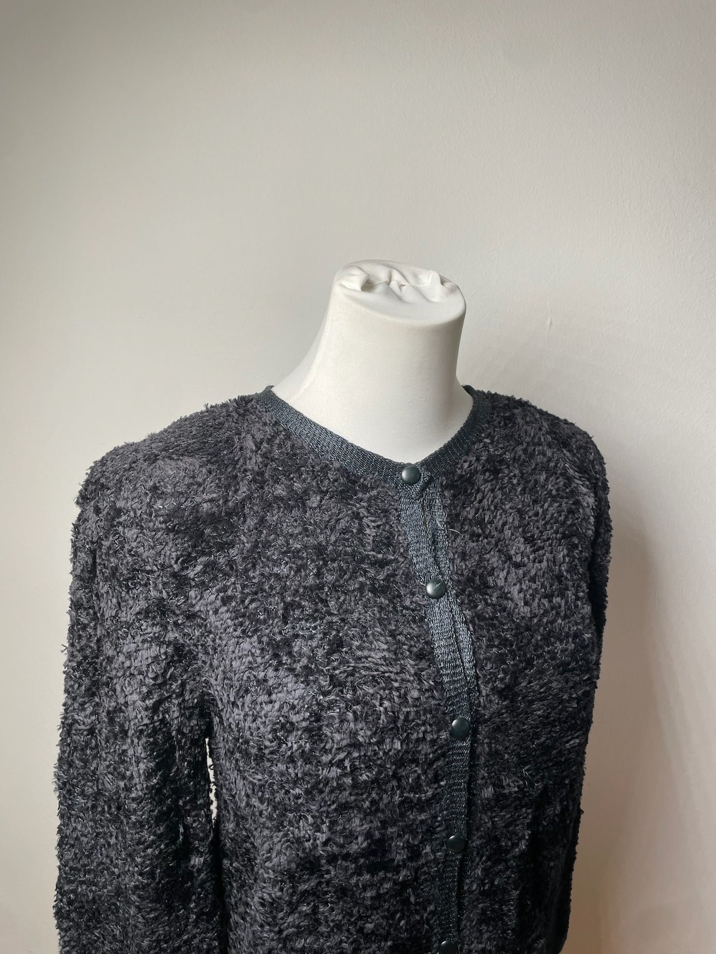 Vintage Fake Fur Zipper Jacket Black M