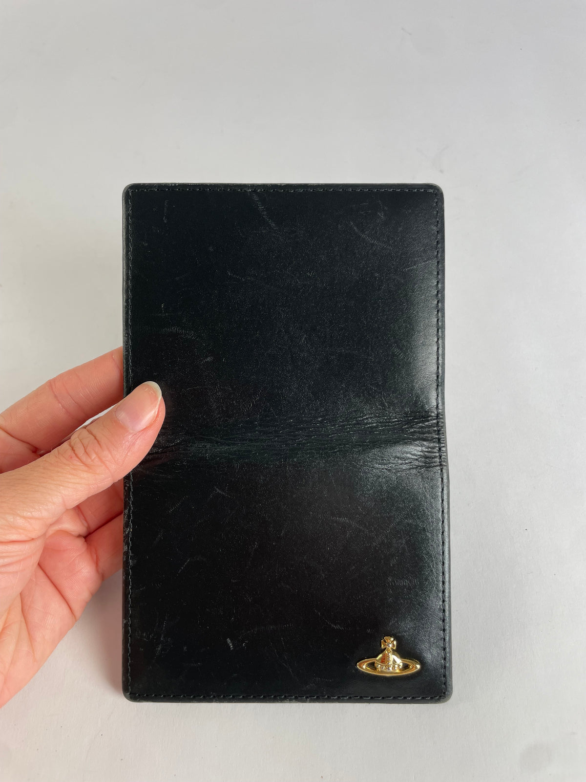 Vintage Vivienne Westwood Leather Bifold Wallet Black Gold