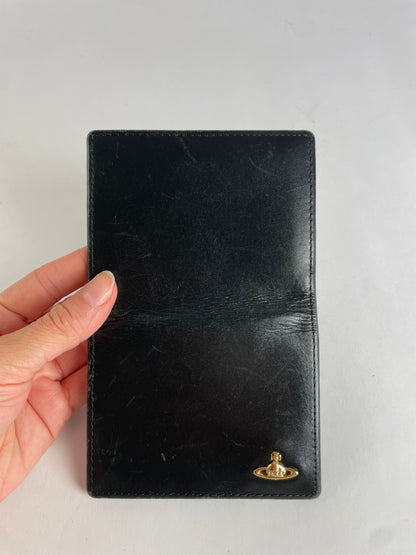 Vintage Vivienne Westwood Leather Bifold Wallet Black Gold