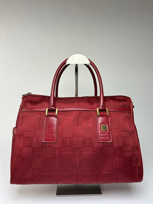 Vintage Givenchy 4G Monogram Jacquard Structured Bag Late 1990s Red