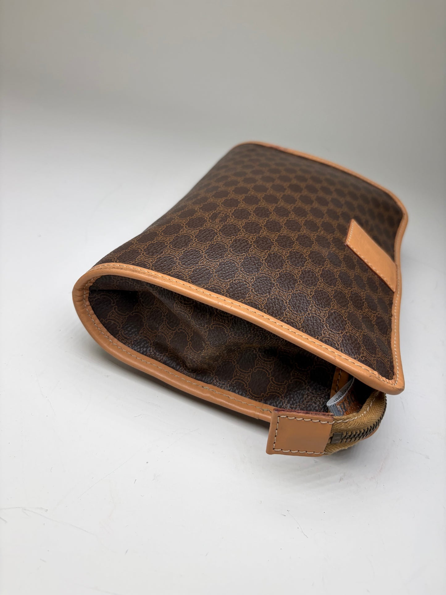 Vintage Celine Monogram Canvas Bifold Wallet Dark Brown Honey Beige