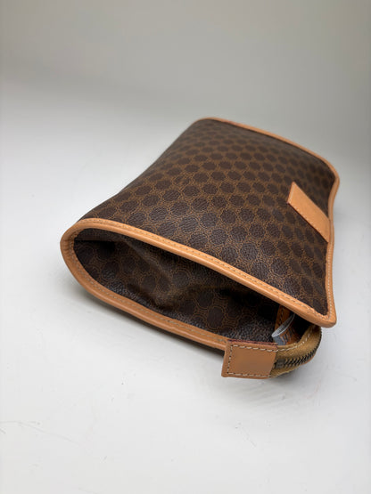 Vintage Celine Monogram Canvas Bifold Wallet Dark Brown Honey Beige