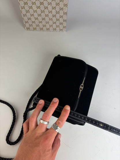 Vintage Gucci Velvet Shoulder Bag Black Silver