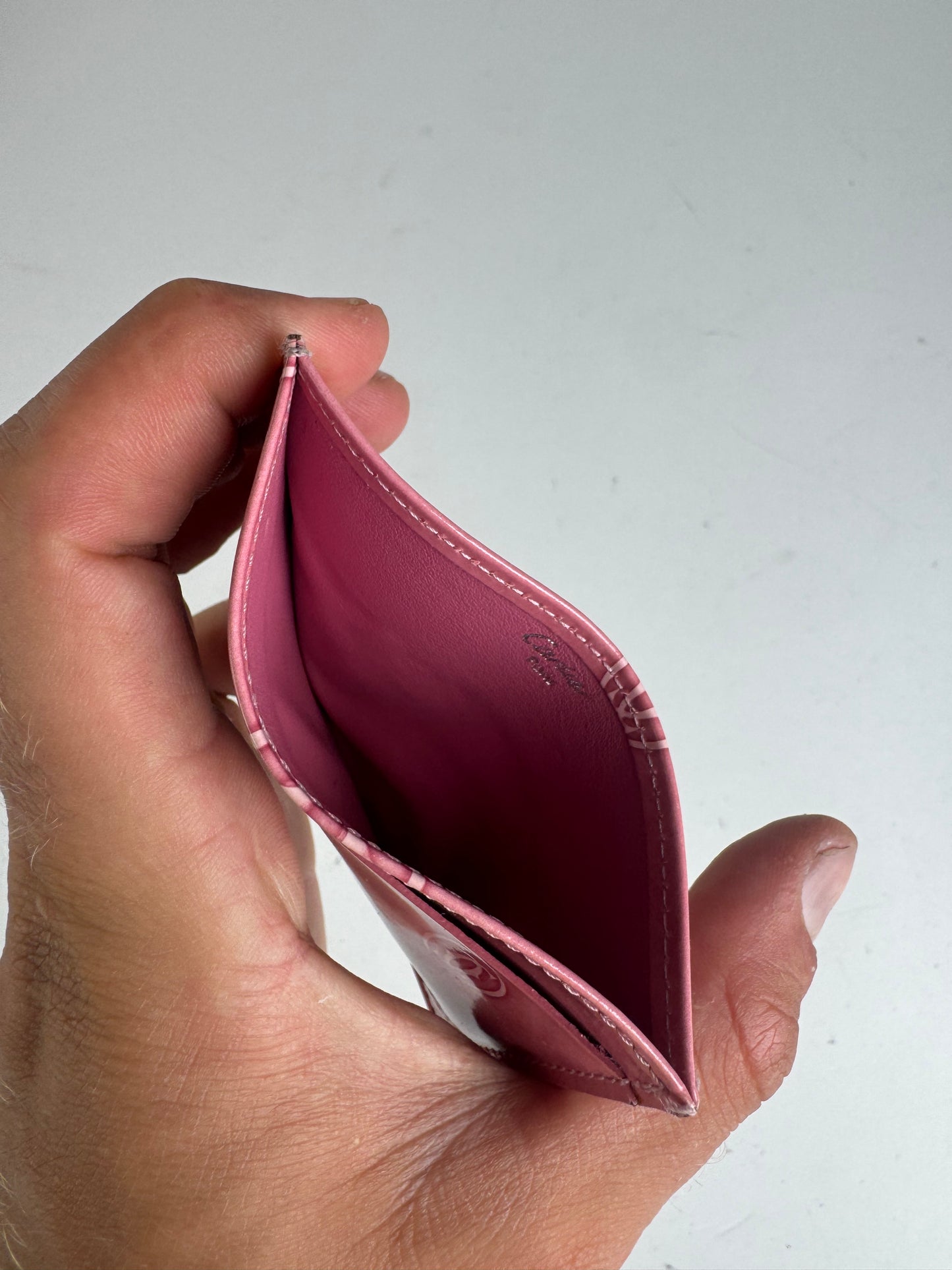 Vintage Cartier Patent Leather monogram Card Holder Pink