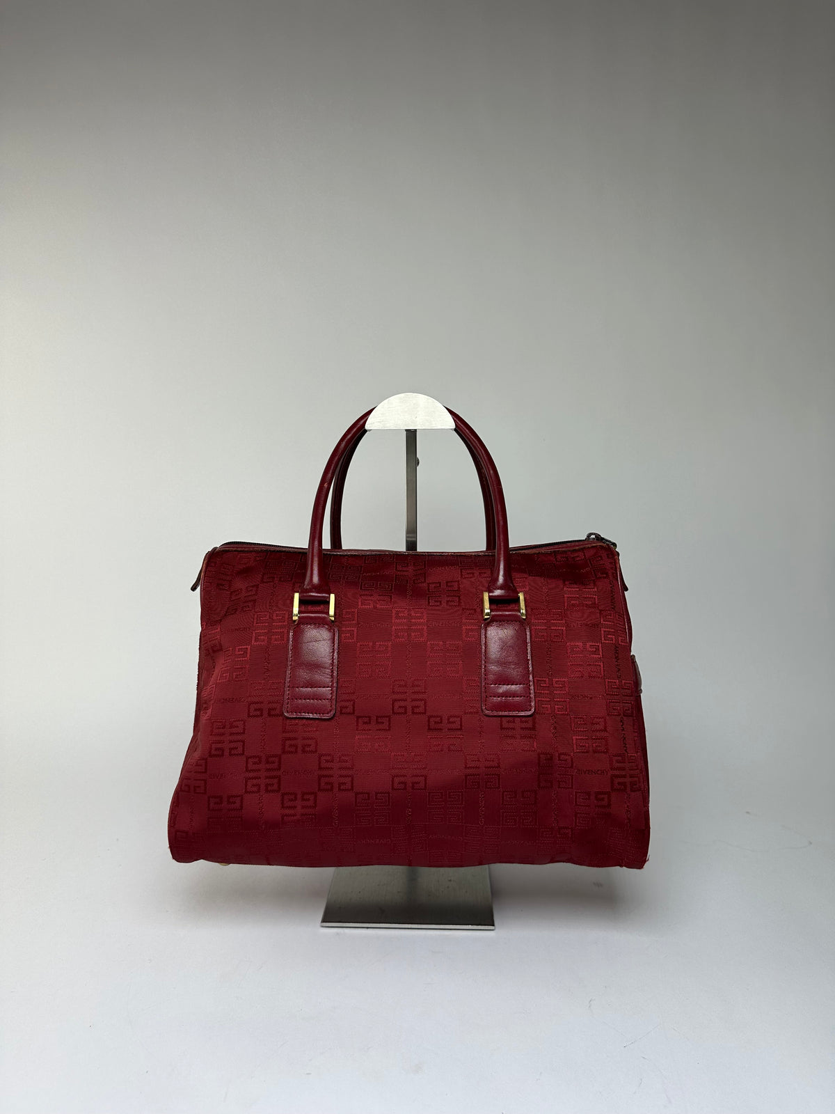 Vintage Givenchy 4G Monogram Jacquard Structured Bag Late 1990s Red