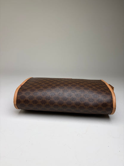 Vintage Celine Monogram Canvas Bifold Wallet Dark Brown Honey Beige