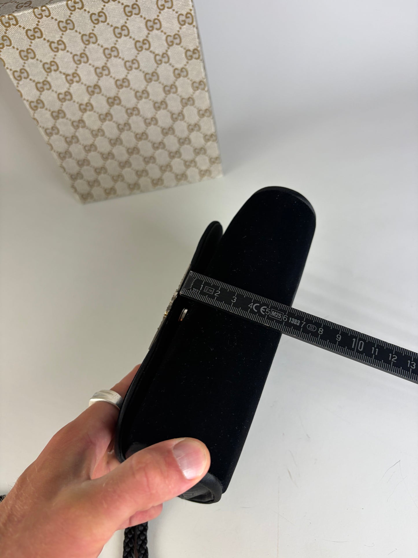 Vintage Gucci Velvet Shoulder Bag Black Silver