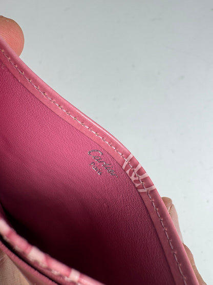 Vintage Cartier Patent Leather monogram Card Holder Pink