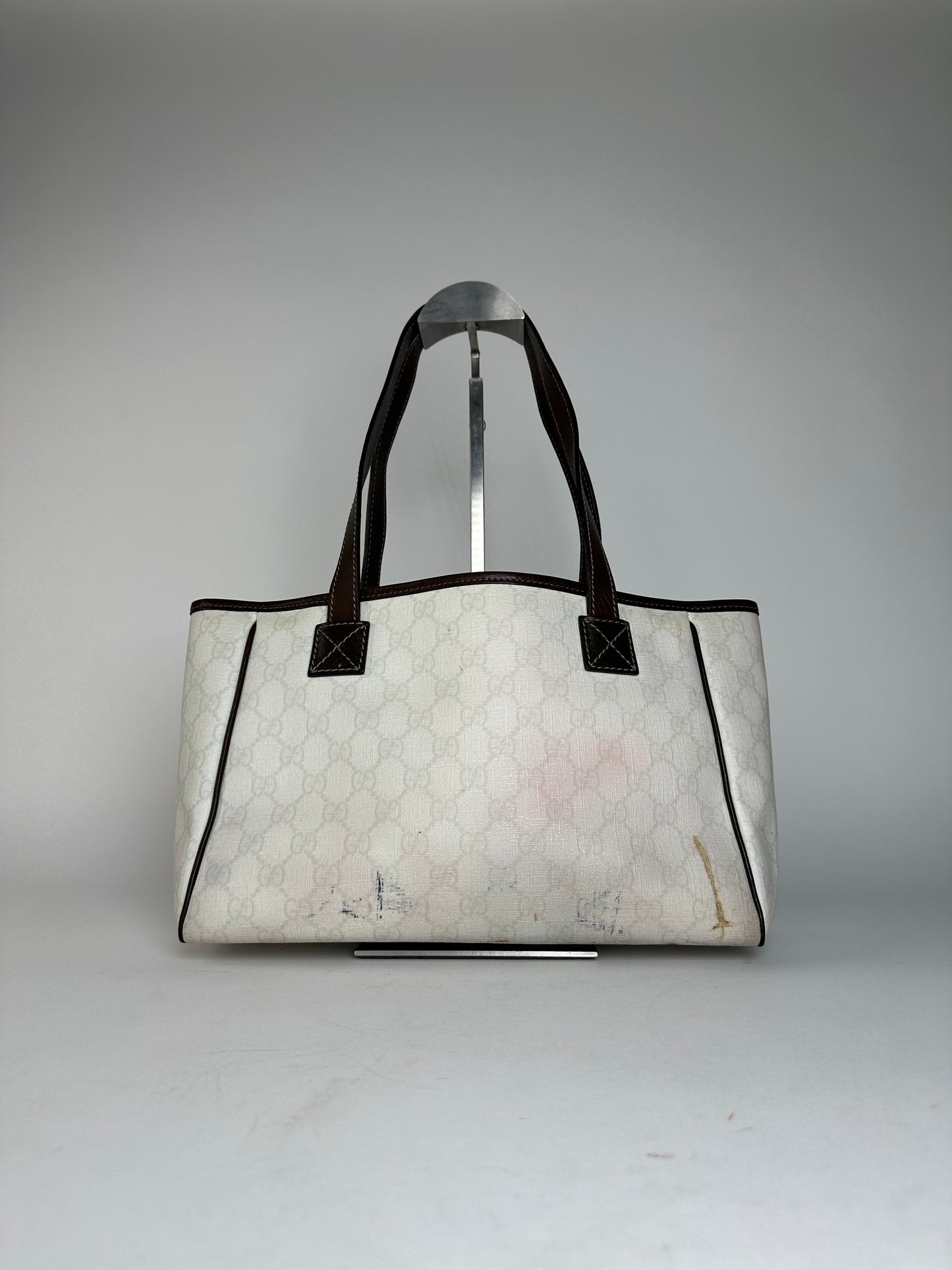 Vintage Gucci Monogram Tote Bag White Black