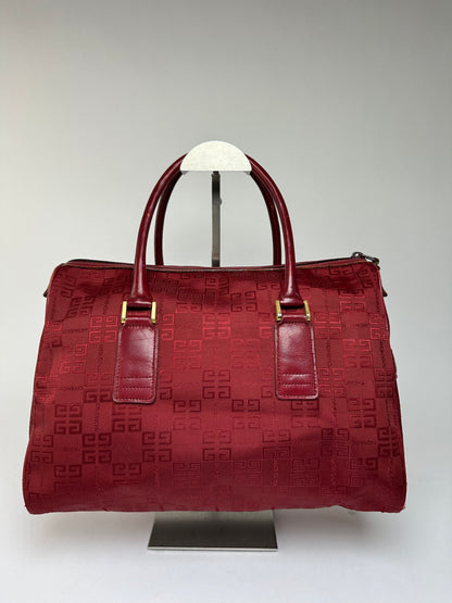Vintage Givenchy 4G Monogram Jacquard Structured Bag Late 1990s Red