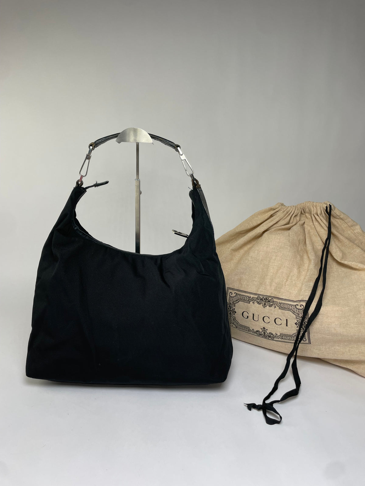 Vintage Gucci Coated Canvas Hobo Bag Early 2000s Black