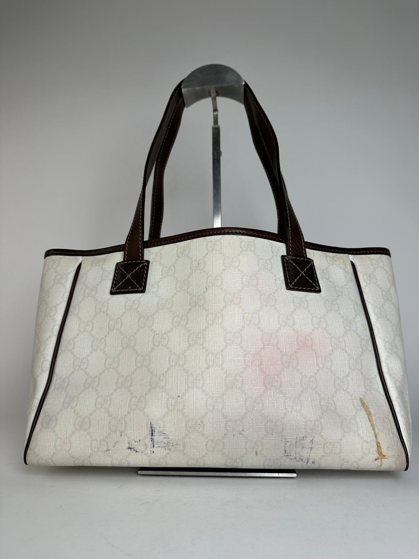 Vintage Gucci Monogram Tote Bag White Black