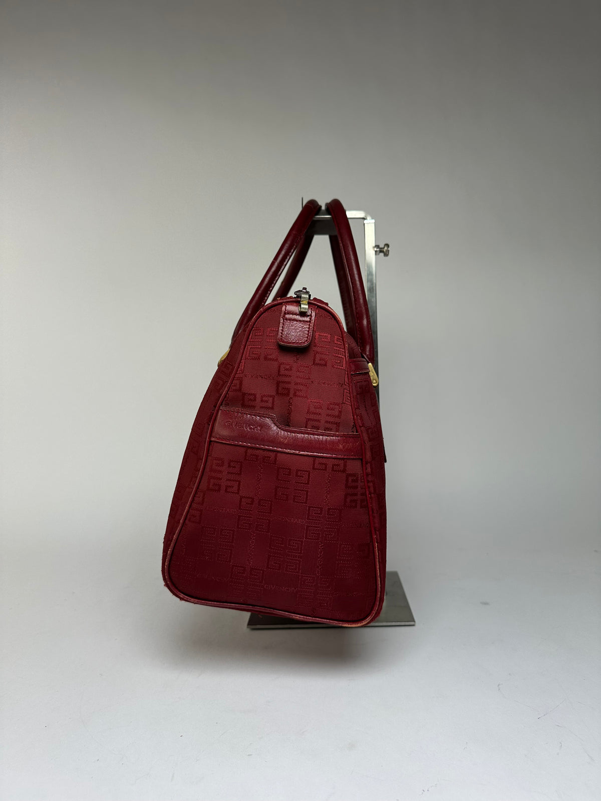 Vintage Givenchy 4G Monogram Jacquard Structured Bag Late 1990s Red