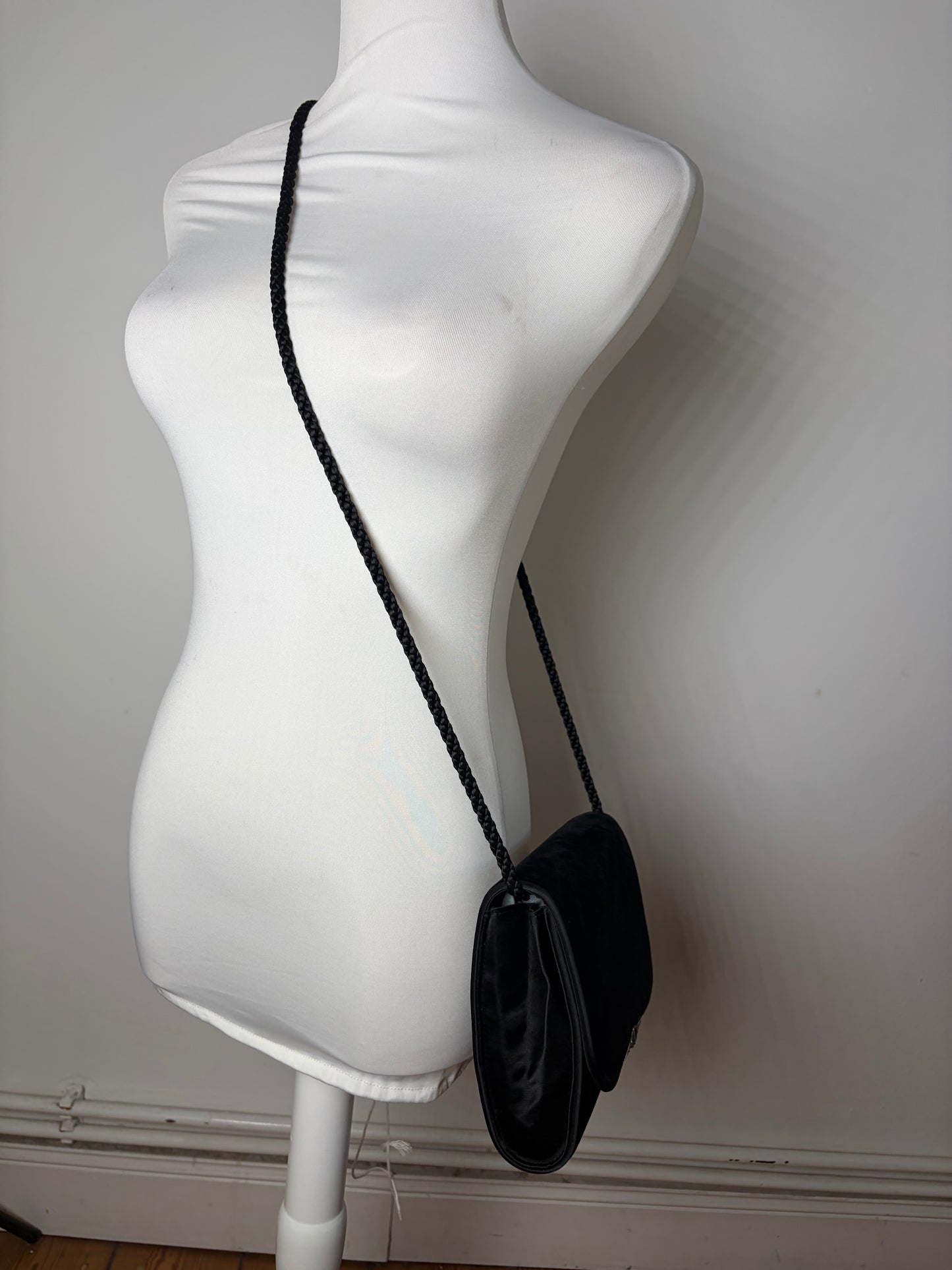 Vintage Gucci Velvet Shoulder Bag Black Silver