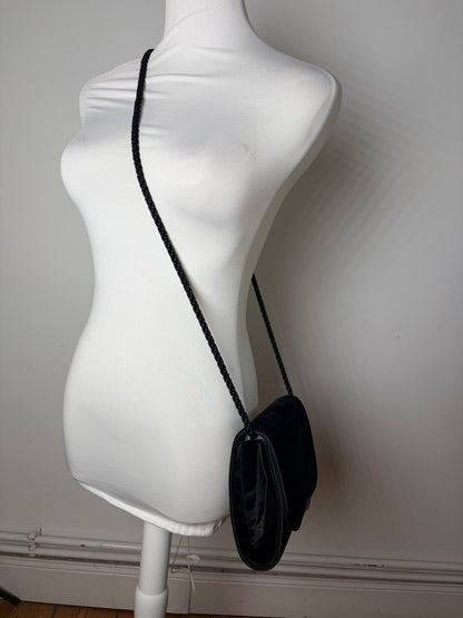 Vintage Gucci Velvet Shoulder Bag Black Silver