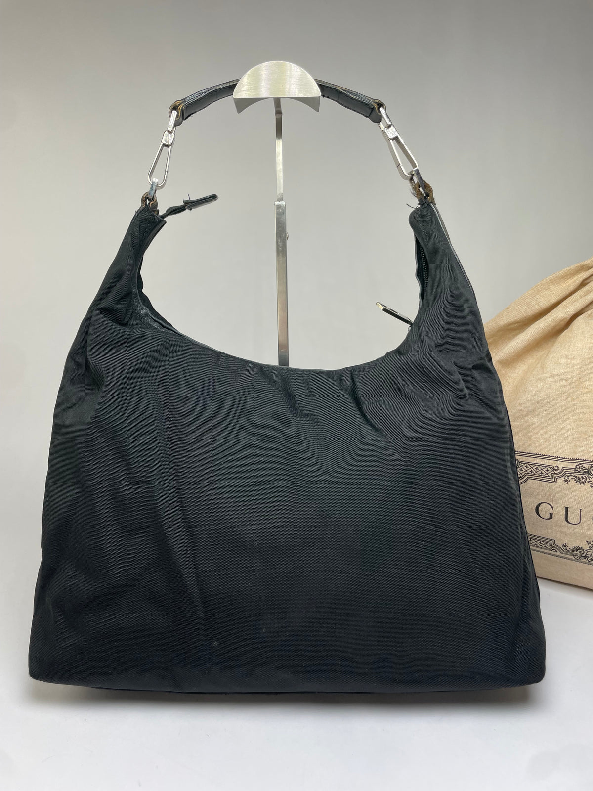 Vintage Gucci Coated Canvas Hobo Bag Early 2000s Black