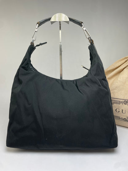 Vintage Gucci Coated Canvas Hobo Bag Early 2000s Black