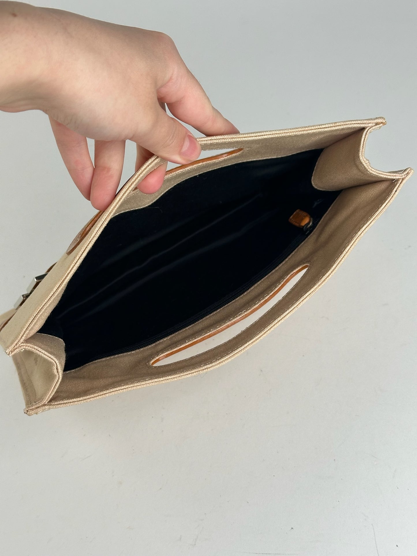 Sac vintage YSL en coton beige