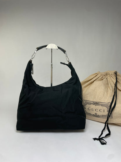 Vintage Gucci Coated Canvas Hobo Bag Early 2000s Black