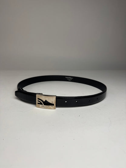 Vintage  Salvatore Ferragamo Patent Leather Belt Black