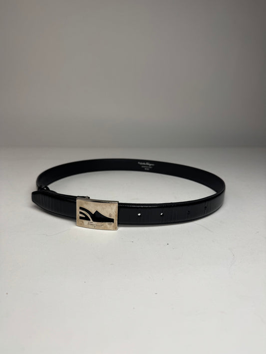 Vintage  Salvatore Ferragamo Patent Leather Belt Black