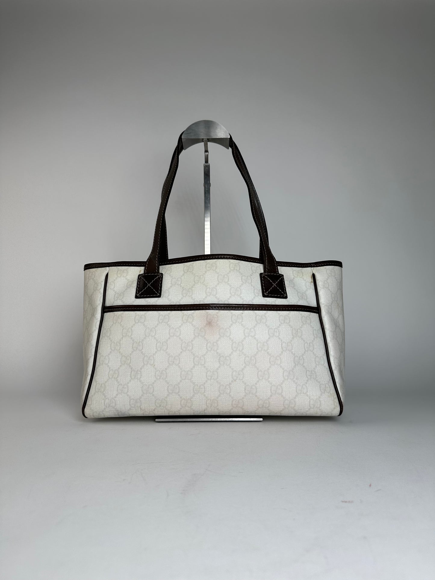 Vintage Gucci Monogram Tote Bag White Black
