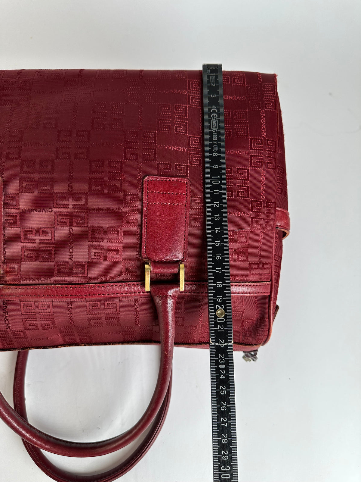 Vintage Givenchy 4G Monogram Jacquard Structured Bag Late 1990s Red