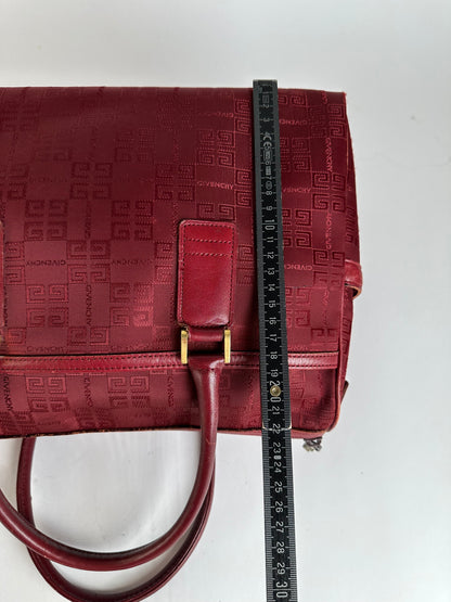 Vintage Givenchy 4G Monogram Jacquard Structured Bag Late 1990s Red