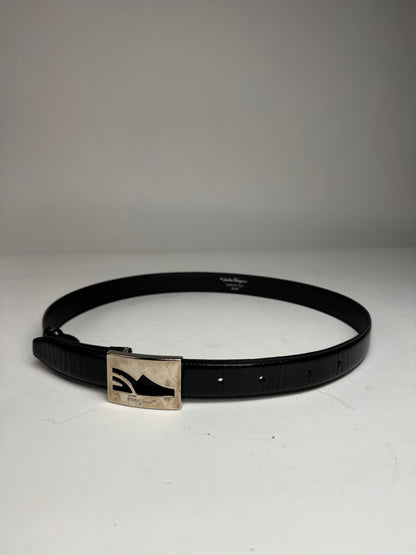 Vintage  Salvatore Ferragamo Patent Leather Belt Black