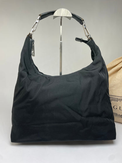 Vintage Gucci Coated Canvas Hobo Bag Early 2000s Black