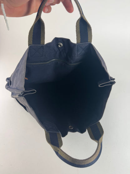 Vintage Hermes Canvas Tote Bag Navy Green