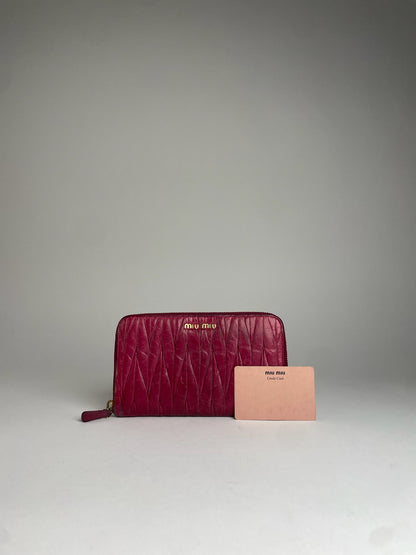 Vintage Miu Miu Metallasse Leather Wallet Pink