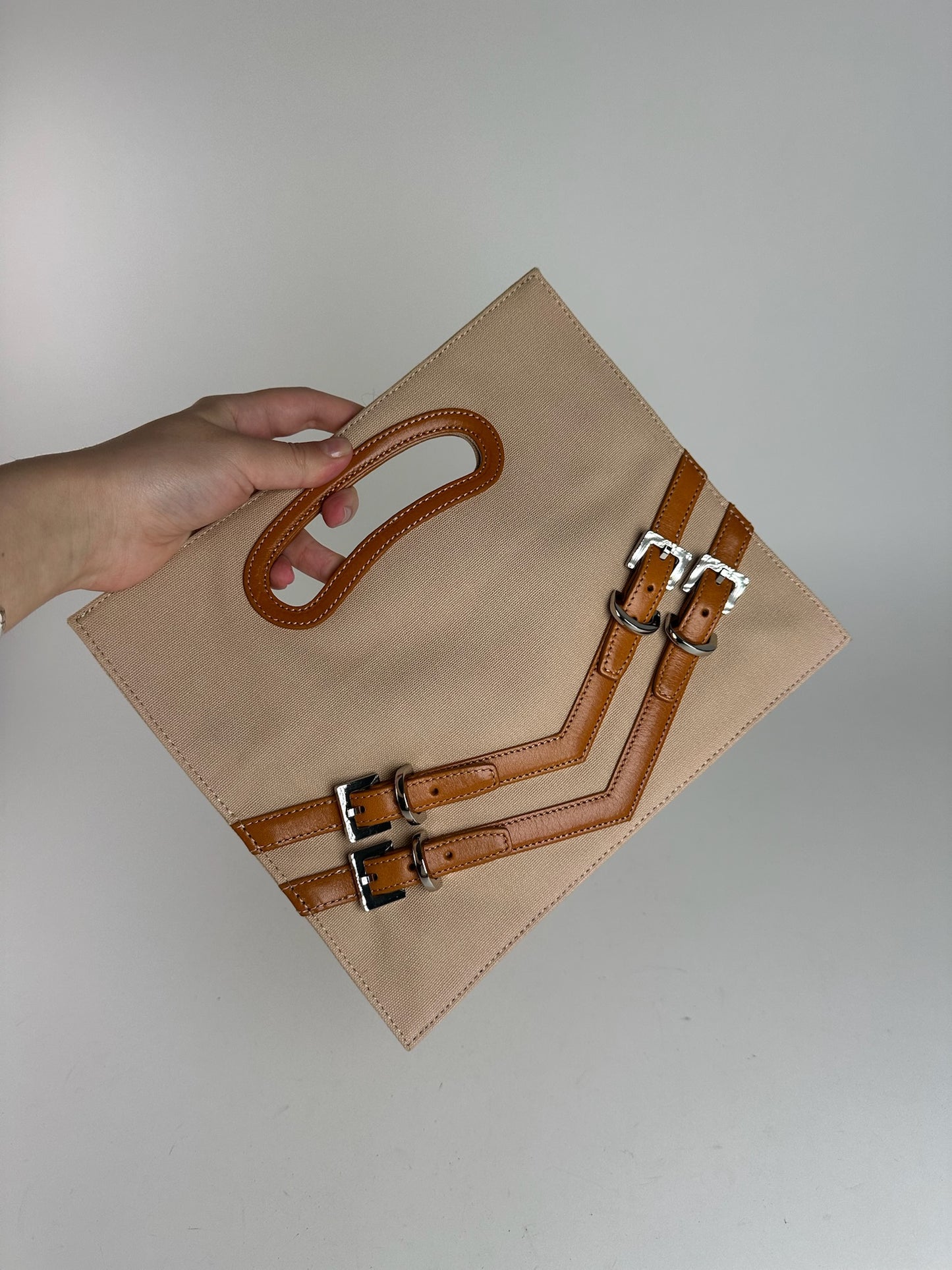 Sac vintage YSL en coton beige