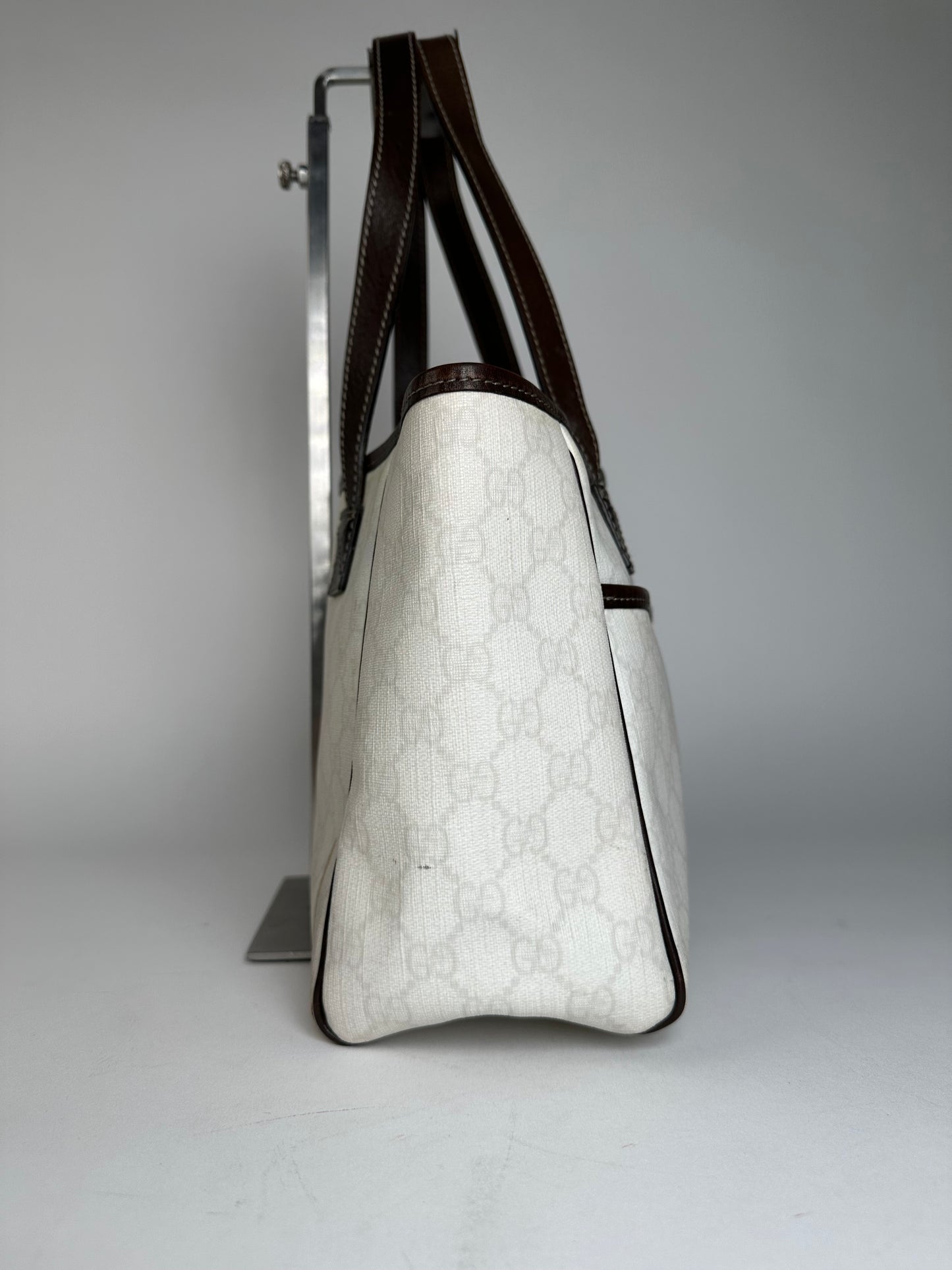 Vintage Gucci Monogram Tote Bag White Black