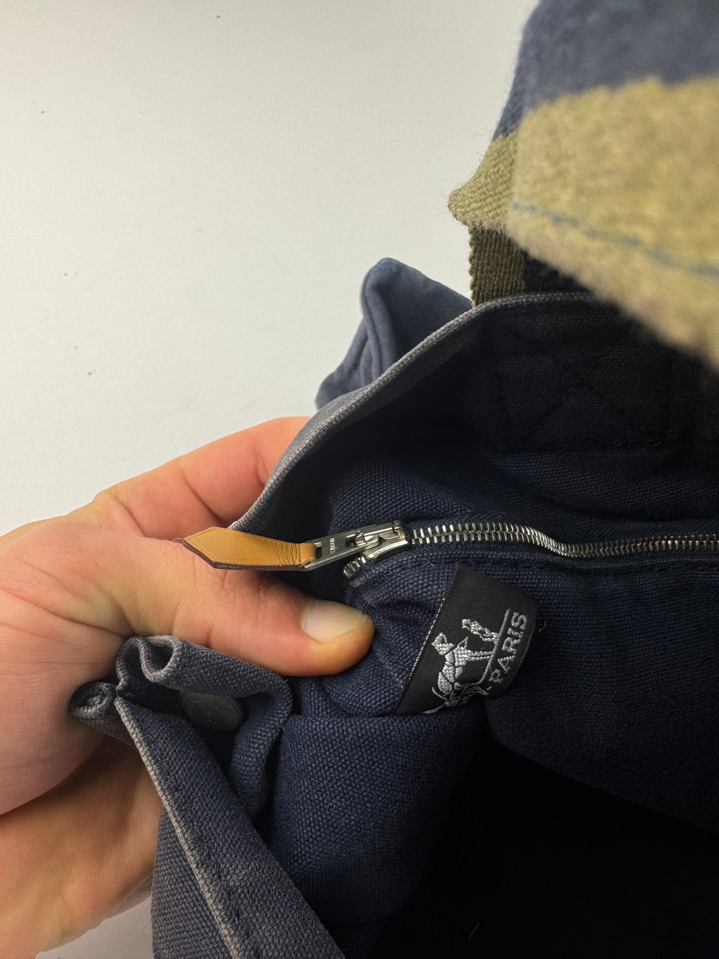 Vintage Hermes Canvas Tote Bag Navy Green