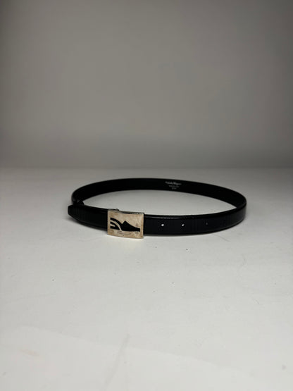 Vintage  Salvatore Ferragamo Patent Leather Belt Black