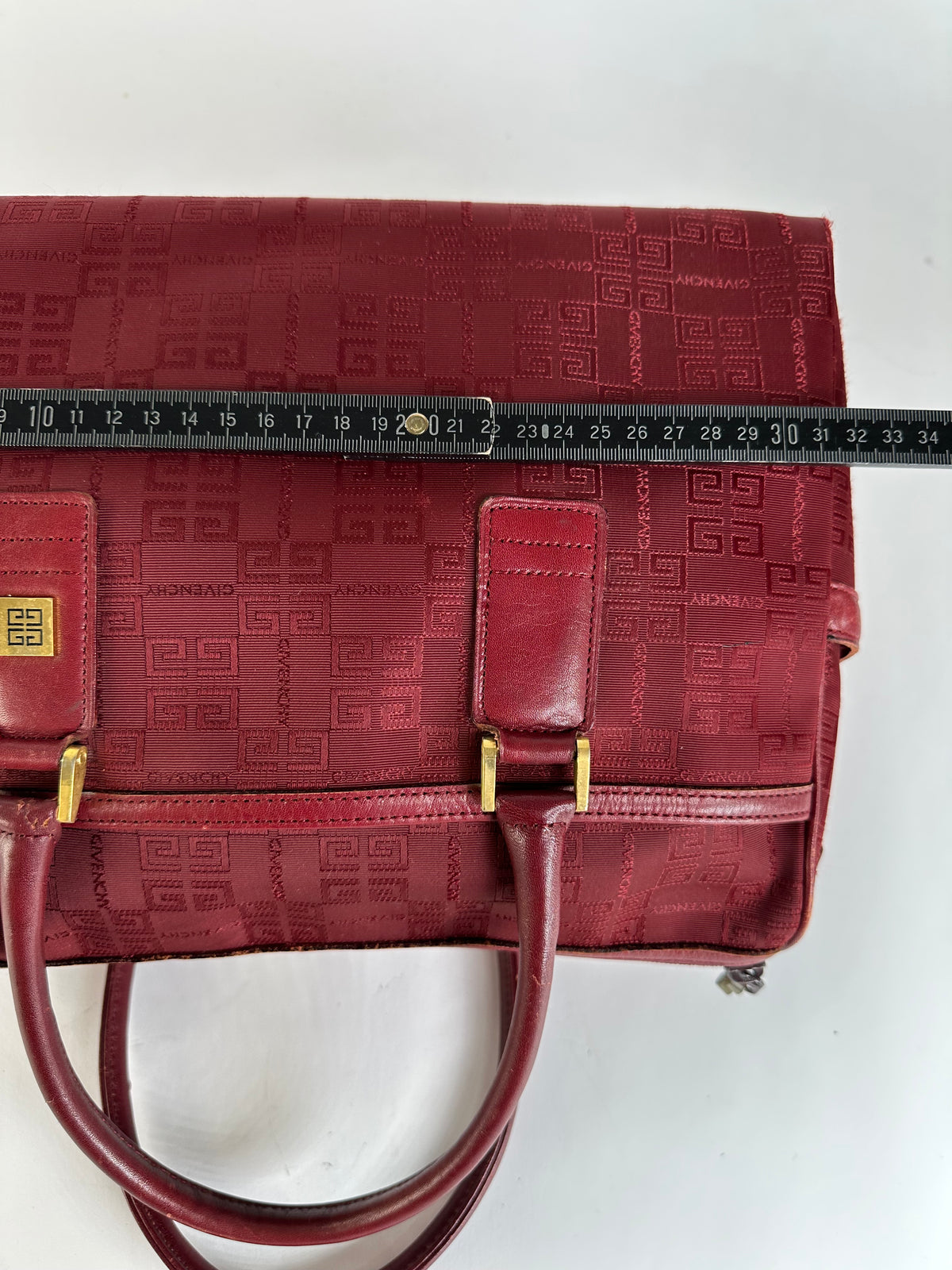 Vintage Givenchy 4G Monogram Jacquard Structured Bag Late 1990s Red