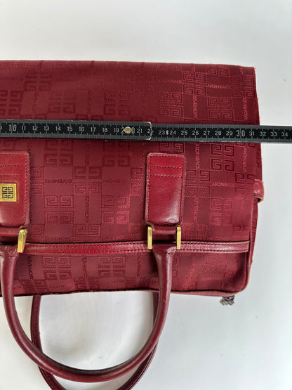 Vintage Givenchy 4G Monogram Jacquard Structured Bag Late 1990s Red