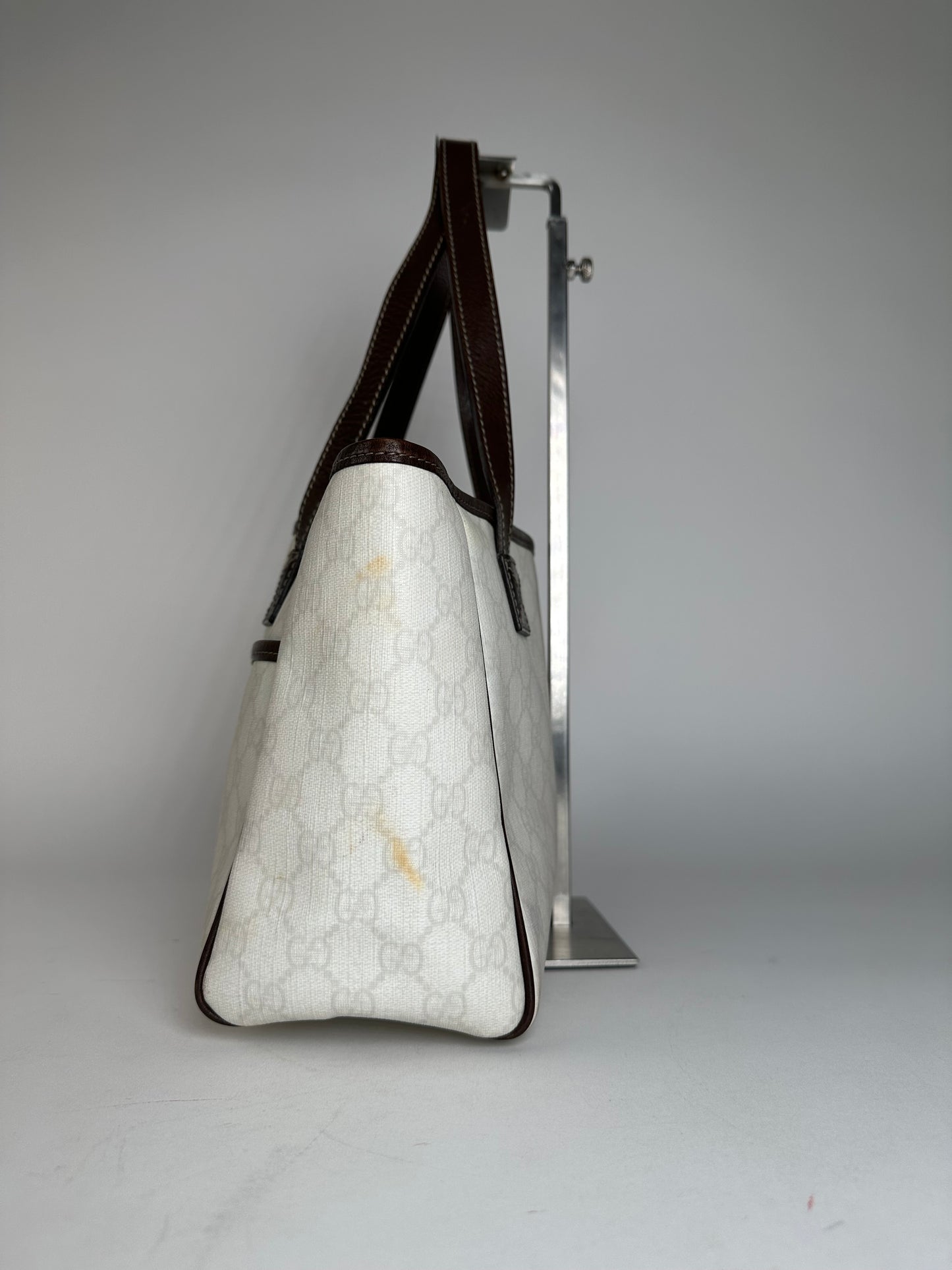 Vintage Gucci Monogram Tote Bag White Black