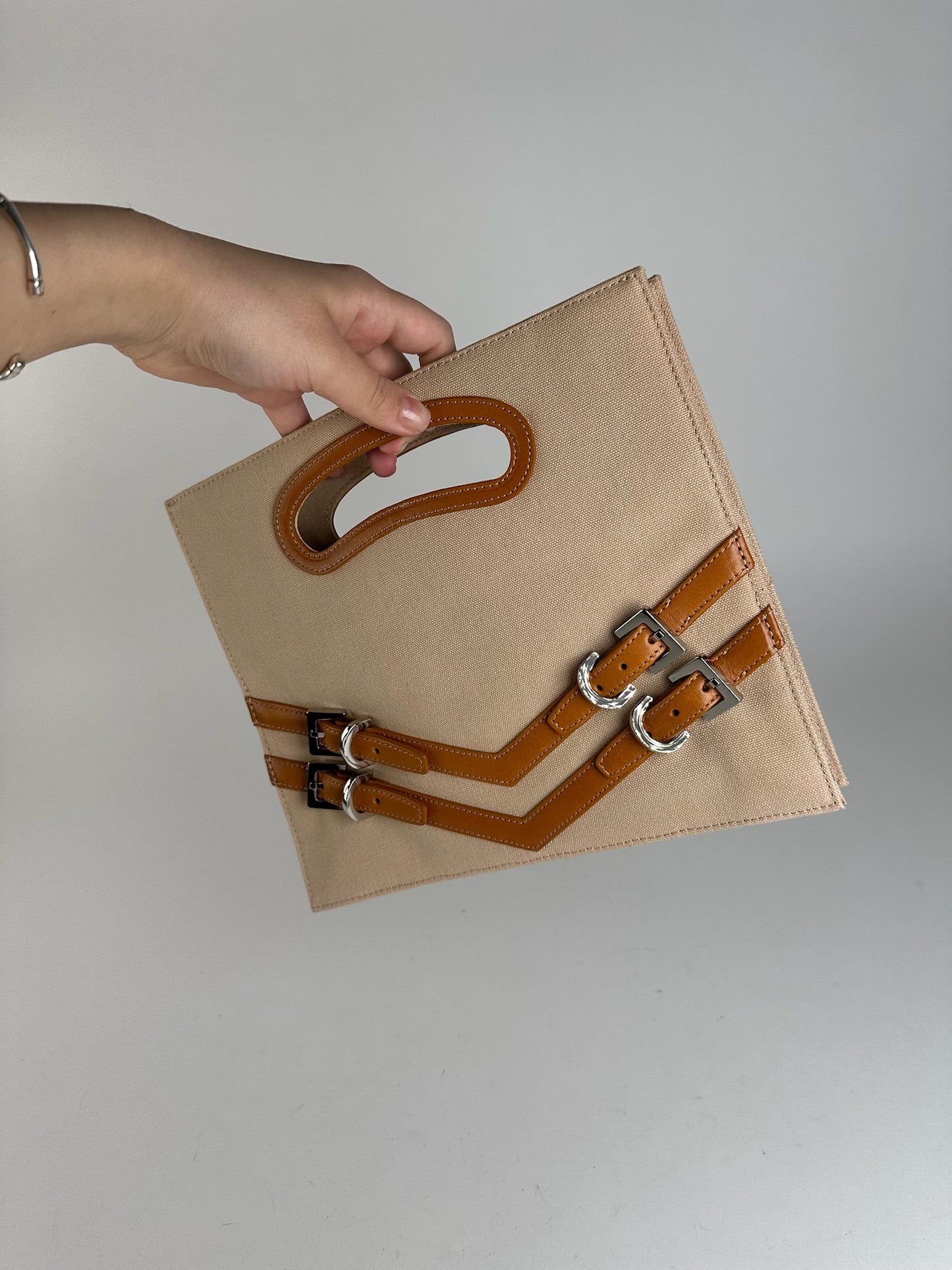 Sac vintage YSL en coton beige