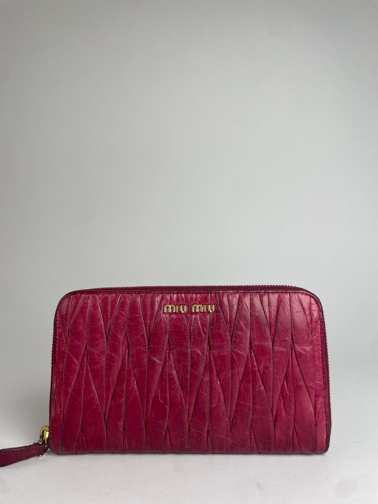 Vintage Miu Miu Metallasse Leather Wallet Pink