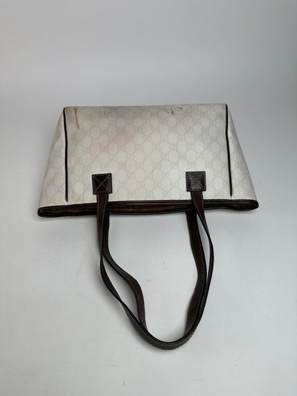 Vintage Gucci Monogram Tote Bag White Black