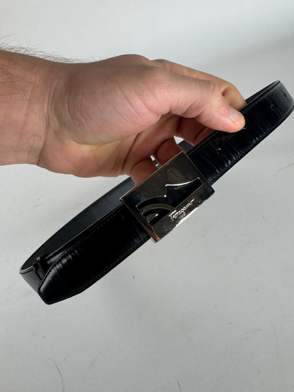 Vintage  Salvatore Ferragamo Patent Leather Belt Black